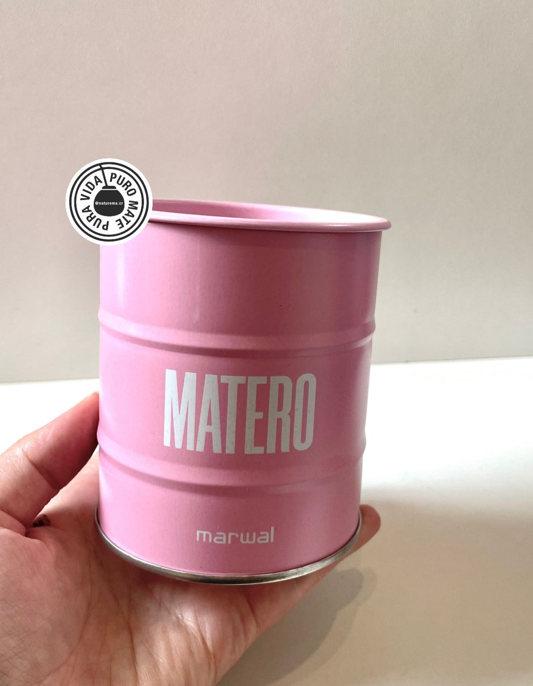 Latas de acero inoxidable rosado chico