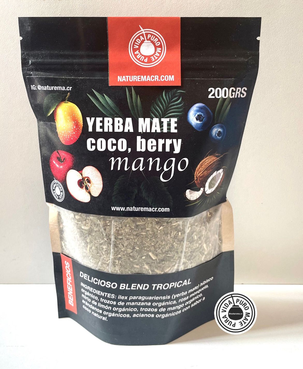 Yerba Mate con palo con Coco, Mango y Berry