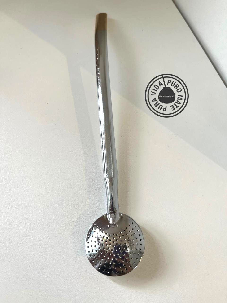 Bombillon de Acero Inoxidale bortonaggio con borde dorado